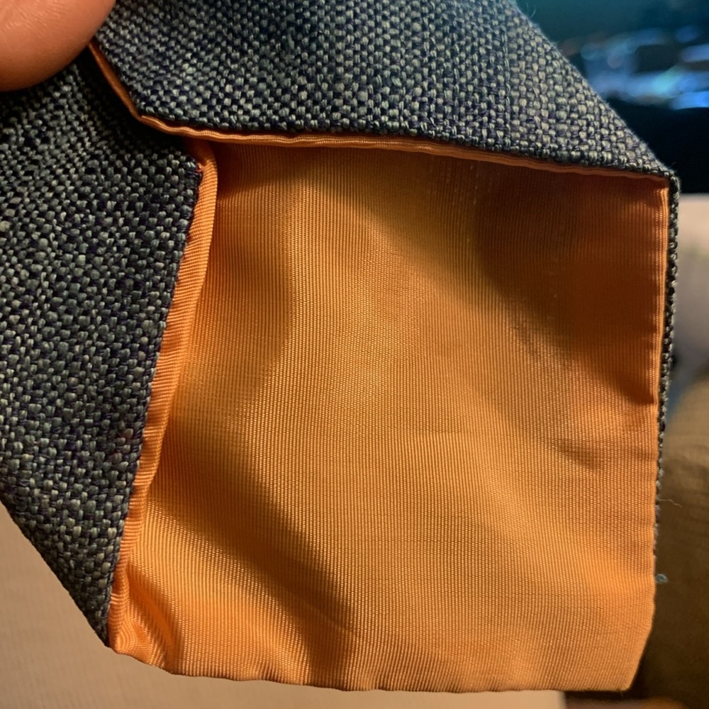 70’s TEAL BLUE RAW SILK NECKTIE FROM CAROL CRAVATS OF NEWBURYPORT ST., BOSTON MA - Picture 7 of 13